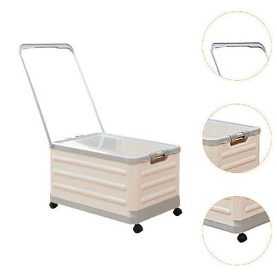 Storage Bin with Wheels and Pull Handle Storage Box Folding