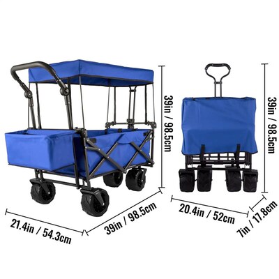KFFKFF Collapsible Wagon Cart, Utility Garden Trolley with R