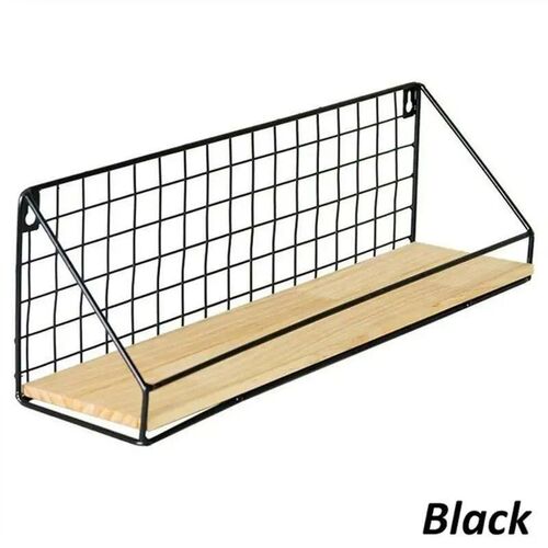 Wooden&Iron Housekeeper Wall Shelf Holder Kitchen Supplies H