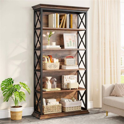 Tribesigns 6-Tier Bookcase, 71 Inches Industrial Bookshelves