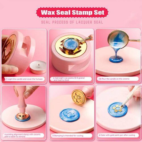 DIY Wax Seal Stamp Set Lacquered Stamp Sealing Wax Kit Stamp