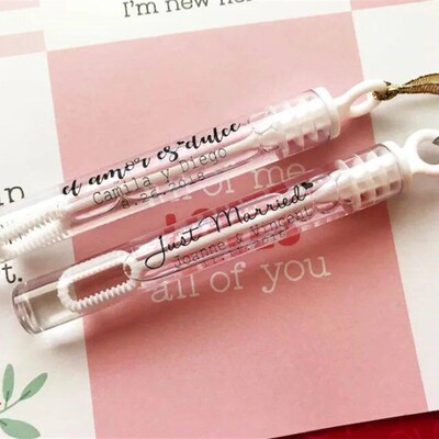 100pcs Personalized Wedding Bubble Tube Labels Custom Clear