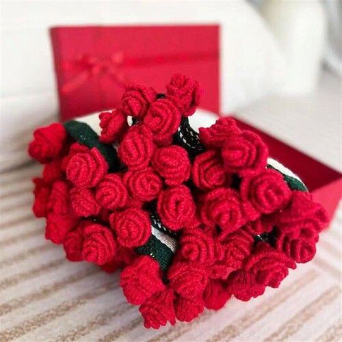 Soft Yarn Blanket Handmade Crochet Rose Bouquet Blanket