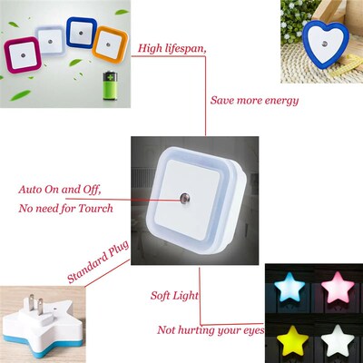 LED Night Light Mini Cute Wall Plug-in Auto Sensor Bedside L