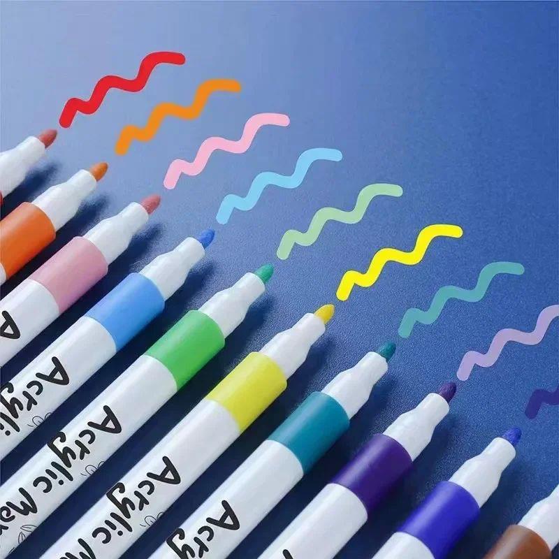 12-60 Colors Acrylic Markers Pen Set Paint Art Marker Soft T图片