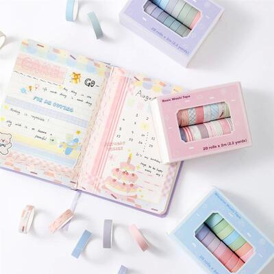 20 rolls Washi Tape Set Simple Thin Masking Tape For DIY Art