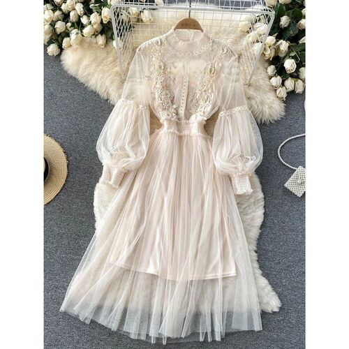 Ladies Dress Three-dimensional Flower Hook Mesh Temperament