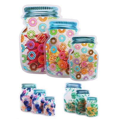 10pcs Reusable Bag Mason Jar Bottles Nuts Cookies Zipper Sea