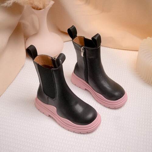 Childrens shoes leather British style Martin boots girls le