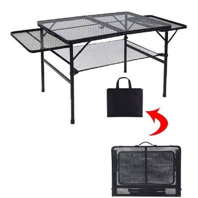Folding Grill Table Adjustable Height with Wing Panels with