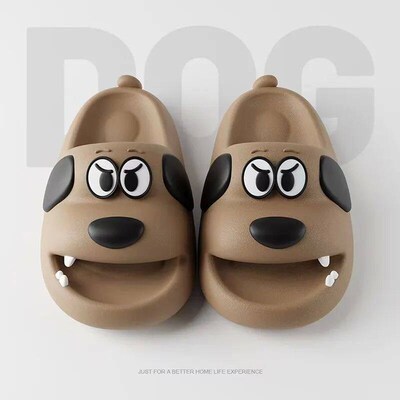 Feslishoet Catroon Dog Thick Slippers Soled Non Slip Slides