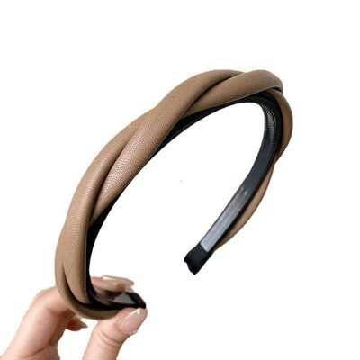 PU Leather Women Headband Simple Cross Twisted Head Hoop Imi