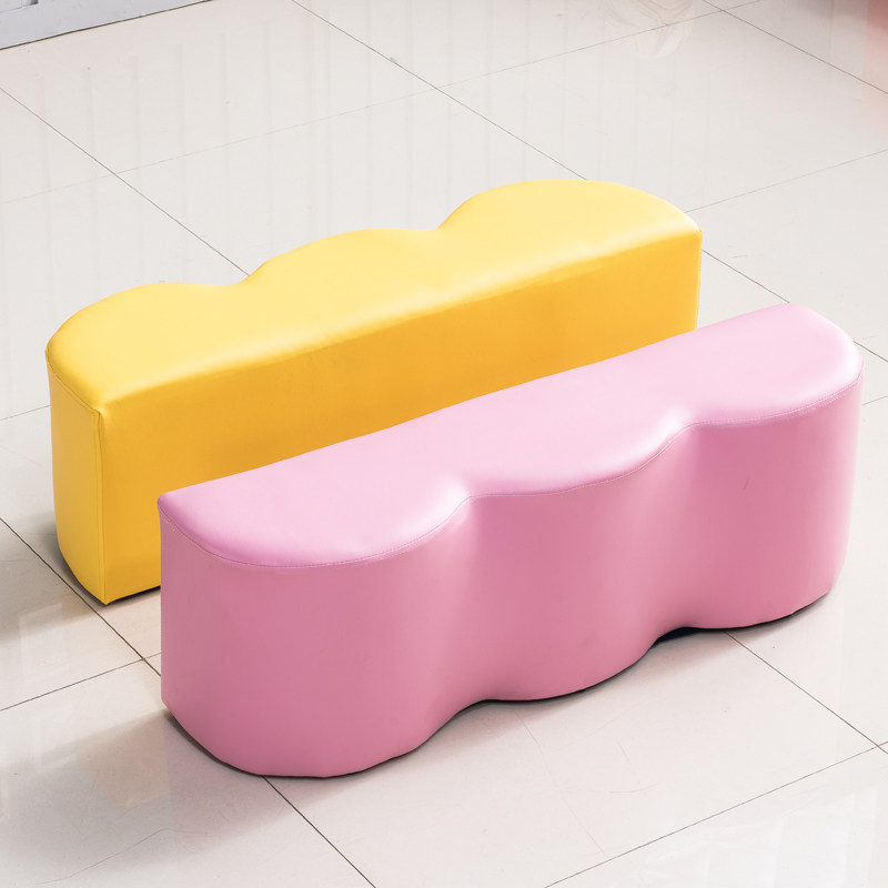 幼儿园早教中心酒店商场大厅休息等候区异形沙发凳软包波浪长凳,住宅家具,换鞋凳,淘宝优惠券,粉丝福利购,淘宝优惠卷