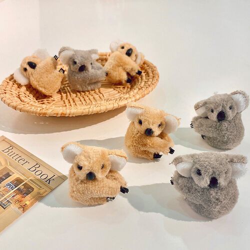 2021 Women Girls Cute Side Bangs Clip Plush Koala Bear Ornam
