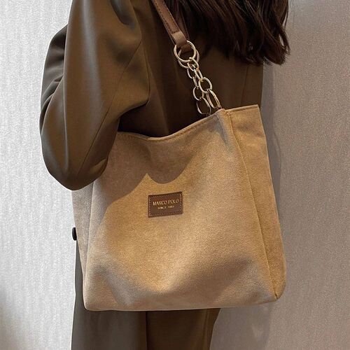 Large-Volume Suede Stylish Commuter Tote Bag For Ladies With