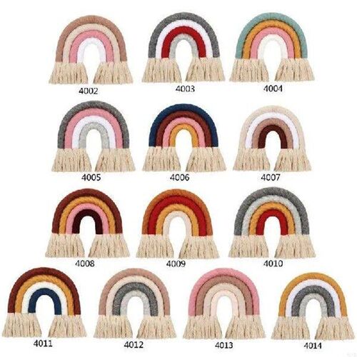 62KD Rainbow Macrame Woven Boho Rainbow Wall Hanging with
