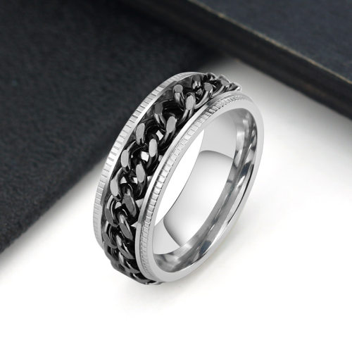 Mens titanium steel can rotate chain ring stainless steel p