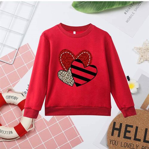 Pink High Quality Kids Sweatshirts O Neck Clothes Love Heart