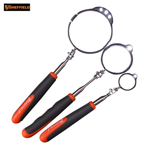 钢盾带灯伸缩检测镜维修反光镜万向汽修镜子车底检查反视镜底盘