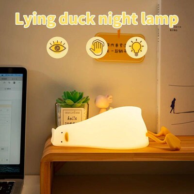 Lying Flat Duck Night Light Silicone Dimmable Nightlight Rec