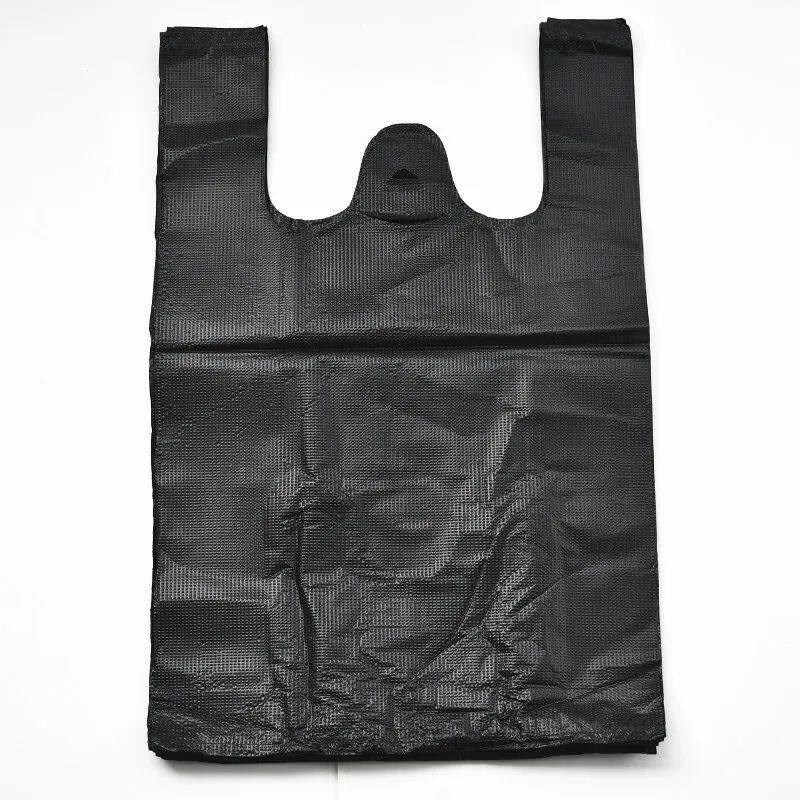 80pcs Thickened Black Plastic Bag Vest Storage Bag Takeaway - 实物图