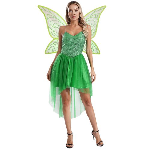 Womens Halloween Green Princess Dress Forest Tinker Costumes