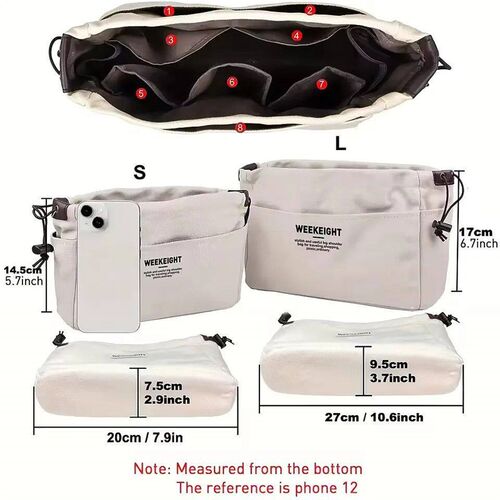 Bag Divider Drawstring Canvas Storage Organizers Multi-Pocke