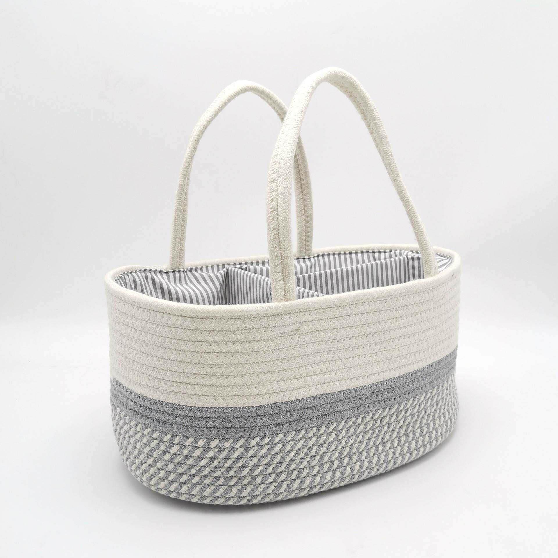 Portable cotton rope woven large capacity Mommy diaper bag