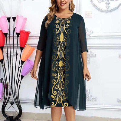 New Summer Elegant Womens Bronzing Chiffon Cape Dress 62122