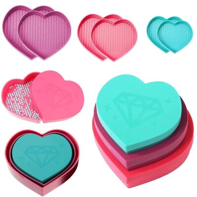 5D Diamond Painting Tool Heart-Shaped Drill Diamond Tray Box