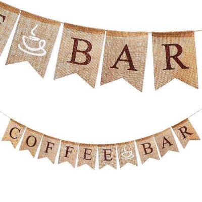 Burlap Banner Photo Garland Pattern Banners Coffee Bar