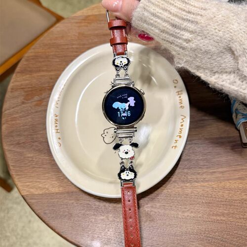 适用华为gt6手表表带可爱小狗真皮watch5por智能腕带gt5夏天新款watch4高级感gt4女款fit4金属fit3皮质gt3男2