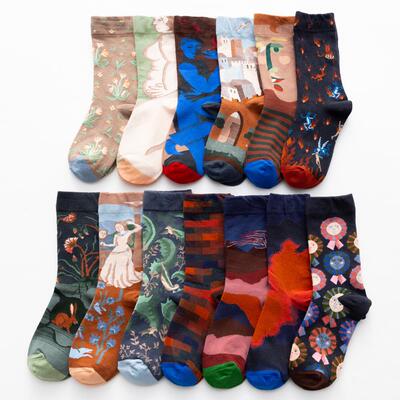 Women Long Sock Cartoon Print Creative Fashion Personalized