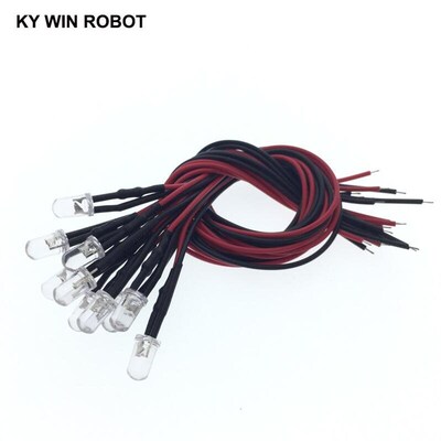 10PCS 3mm LED 5-12V 20cm Pre-wired White Red Green Blue Yell