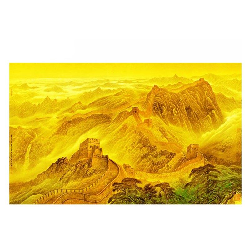 无缝大型壁画中式金色万里长城整张酒店前台背景墙办公室墙纸壁纸,家装主材,定制壁画,淘宝优惠券,粉丝福利购,淘宝优惠卷
