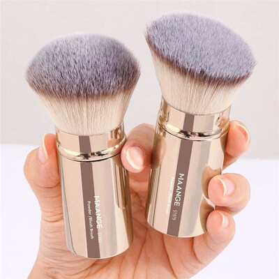 MAANGE 2PCS Retractable Foundation Makeup Brush Flat/Angle