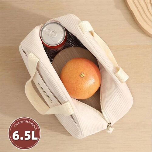 Portable Corduroy Lunch Bag Thermal Inulation Lunch Box Cute