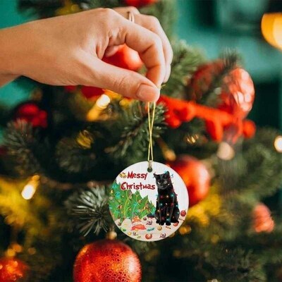 Xmas Black Cat Pendant Christmas Party Decoration Cat Orname