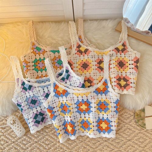 Vintage Chic Hollow Out Tanks Camis For Women Summer Sleevel