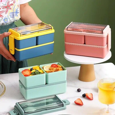 Portable Bento Box, 2-layers 1400ML Sealed Insulated Microwa