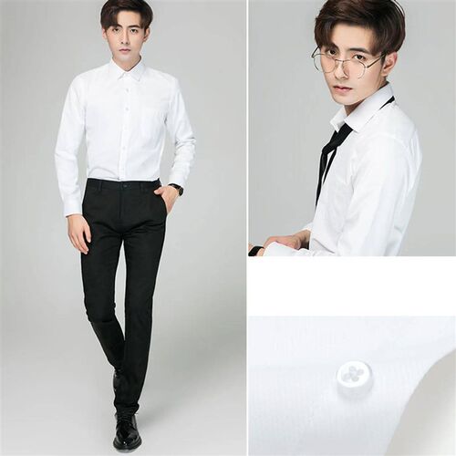 Mens Dress Shirts Business Casual Striped Shirt Slim Fit Ch