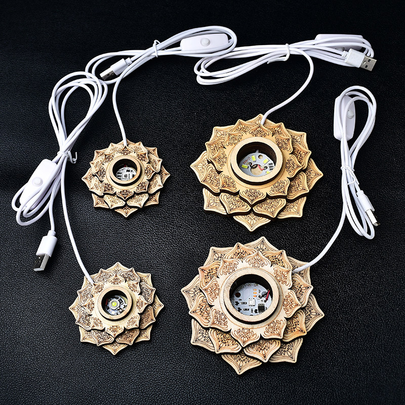 LED七彩白光小夜灯莲花水晶球底座灯桶灯罩透体水晶摆件底托USB口,家居饰品,装饰摆件,淘宝优惠券,粉丝福利购,淘宝优惠卷