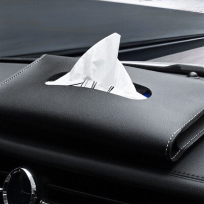 PU Leather Car Sun Visor Hanging Tissue Box Holder 23*13*2.5
