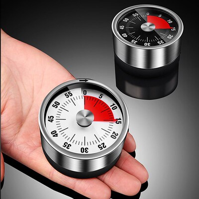 Stainless Steel Visual Timer Mechanical Kitchen Timer 60-Min
