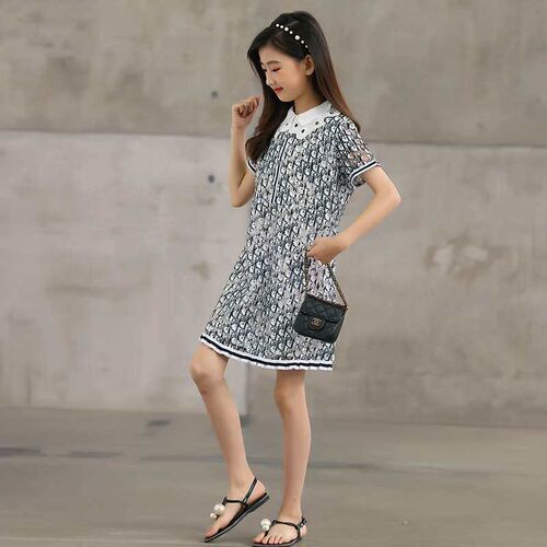 Childrens Wear Girls Lace Dress Summer Retro Big Children