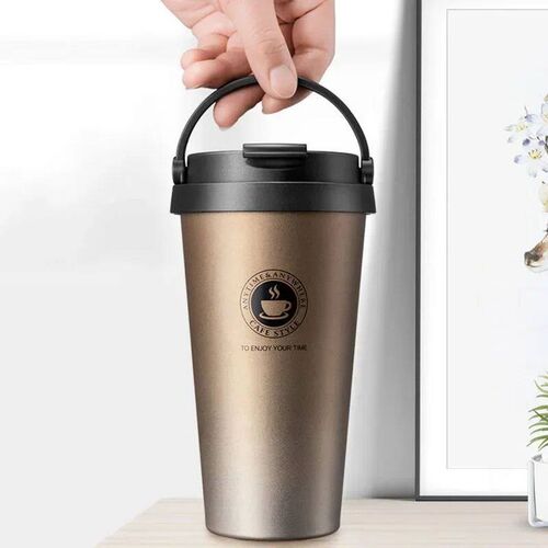 500ml Insulated Travel Coffee Cup Double Wall Leak-Proof The
