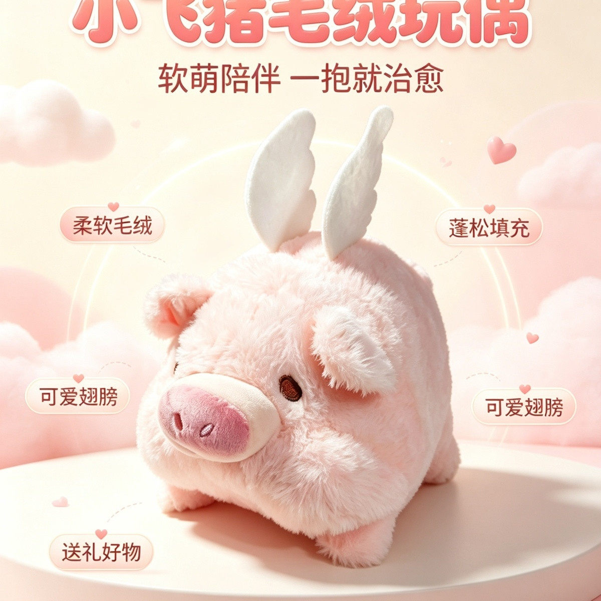 可爱LuLu飞天小猪毛绒公仔礼物