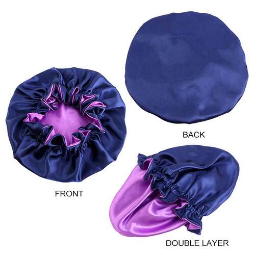 New Solid Elastic Double Layer Satin Bonnet Nightcap Doubles