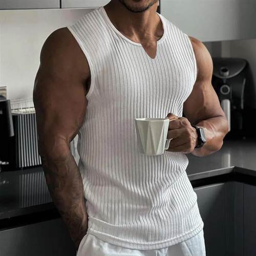 2024 Summer new men V-neck Vest gym Tank top Men Fitness sle