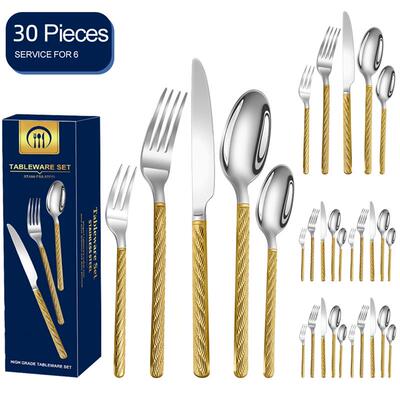 New Fried Dough Twists stainless steel tableware set 30pcs